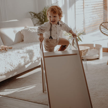 Scandinavian-style wooden slide for kids