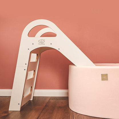 Scandinavian-style wooden slide for kids